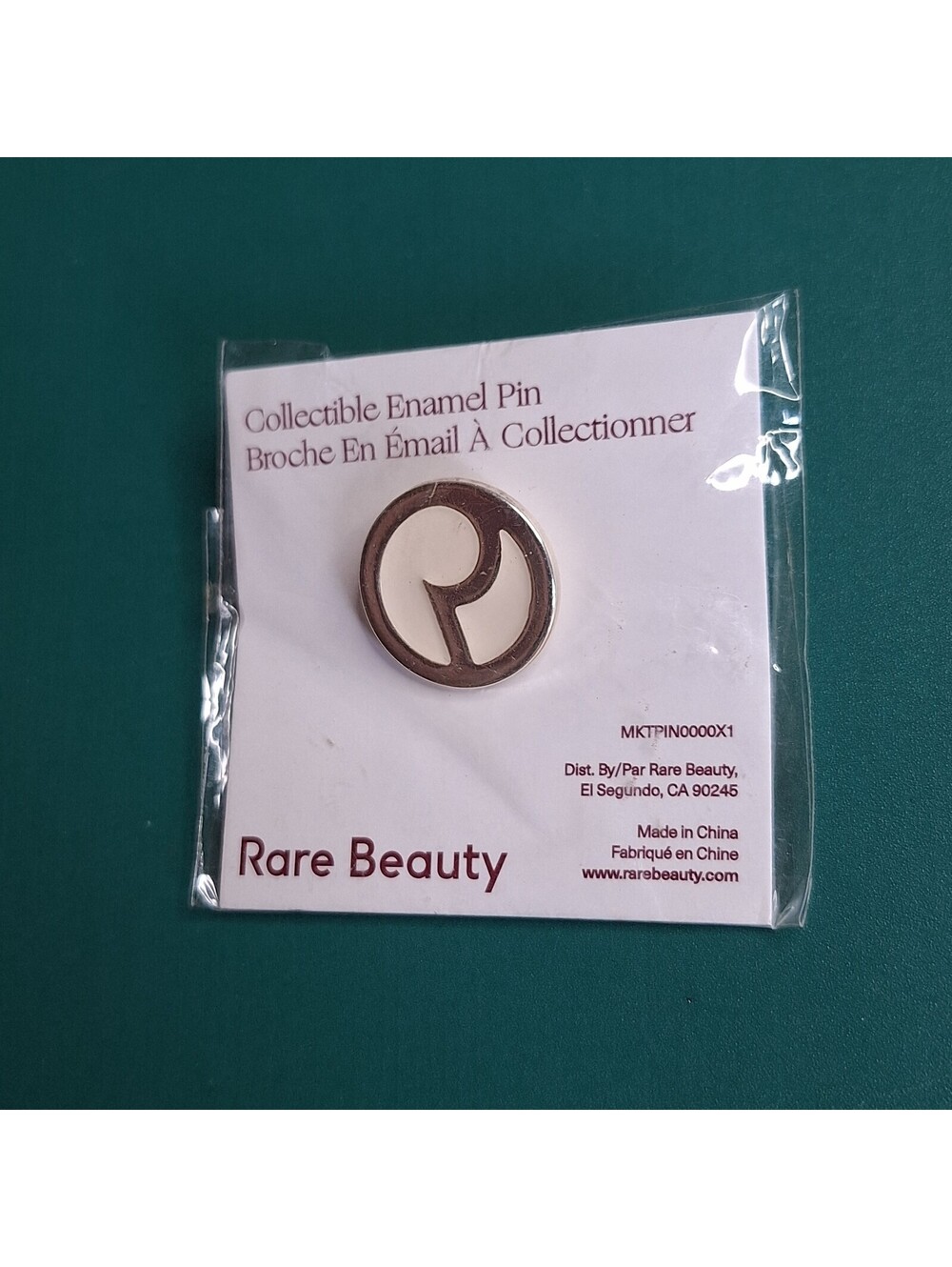 Rare Beauty by Selena Gomez Collectible Monogram Enamel Pin Logo Silver New NIP